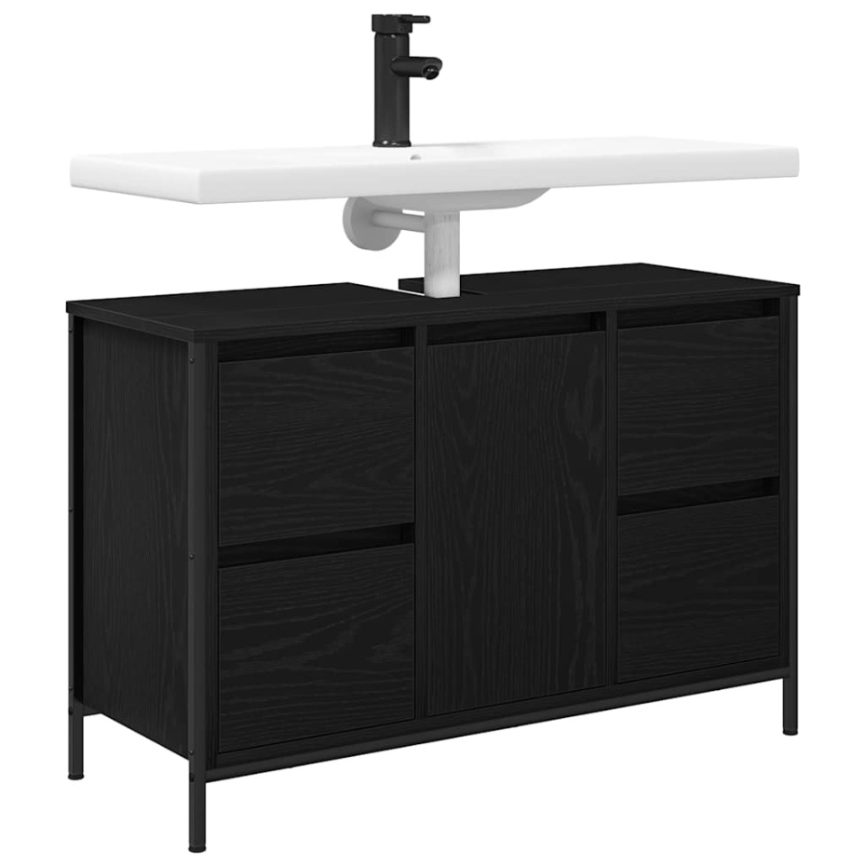 Dulap pentru chiuvetă cu sertare Stejar negru 90x34,5x60 cm - 3 | YEO