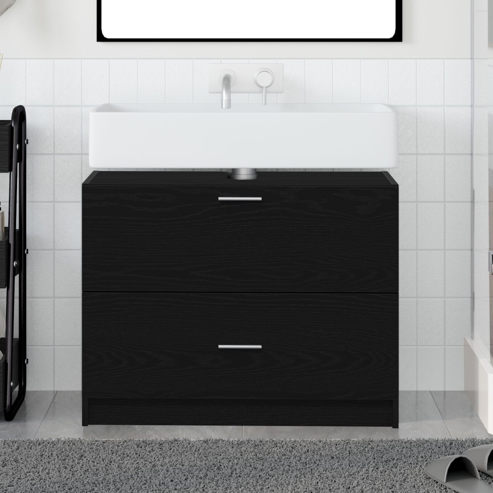 Dulap pentru chiuvetă Negru Stejar 78x37x59 cm Lemn prelucrat - 3 | YEO