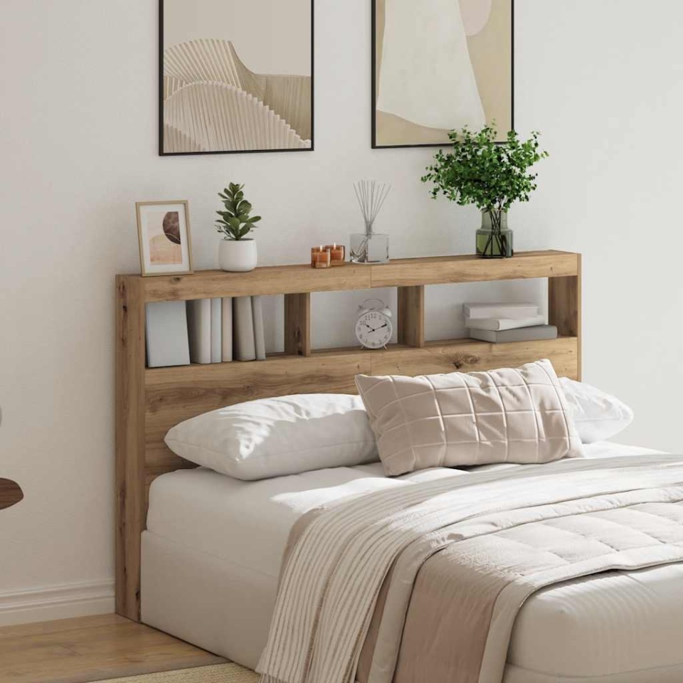 Dulap pentru tăblie cu LED Stejar Artisan 160x17x102 cm - 3 | YEO