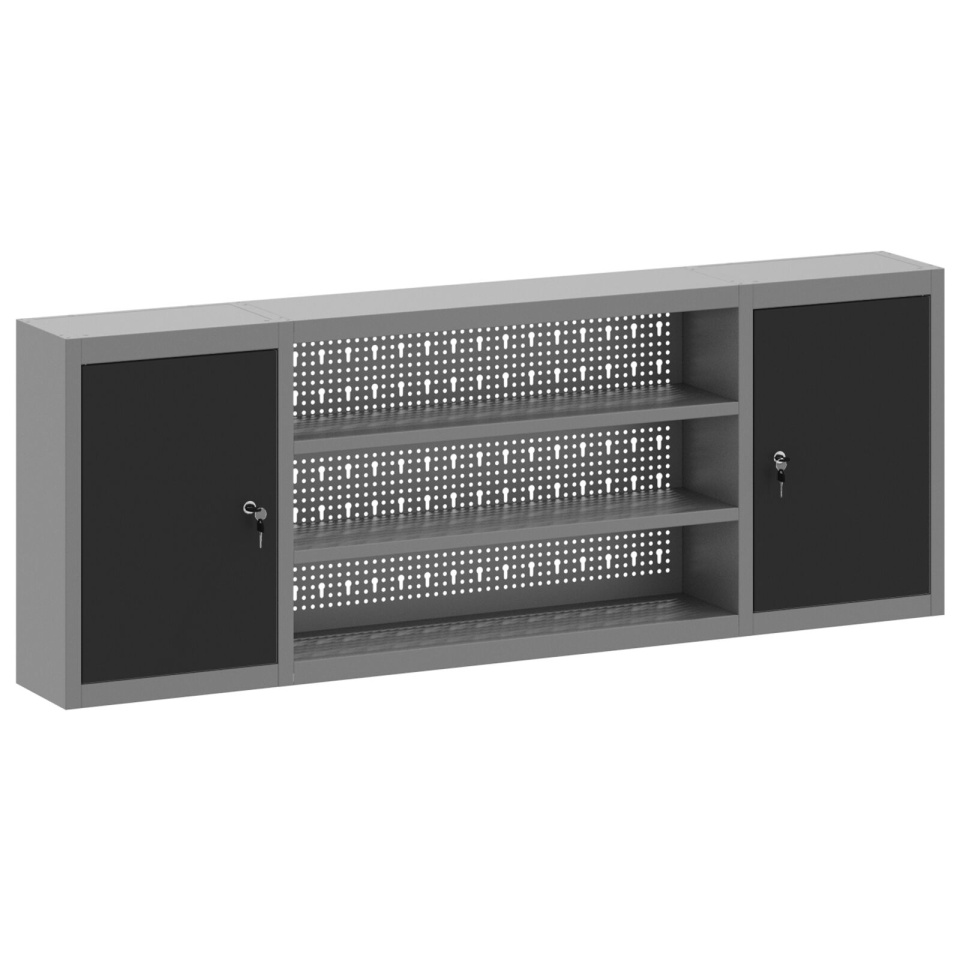 Dulap pentru unelte montat pe perete cu tablă perforată Negru 150x20x55 cm Oțel - 1 | YEO