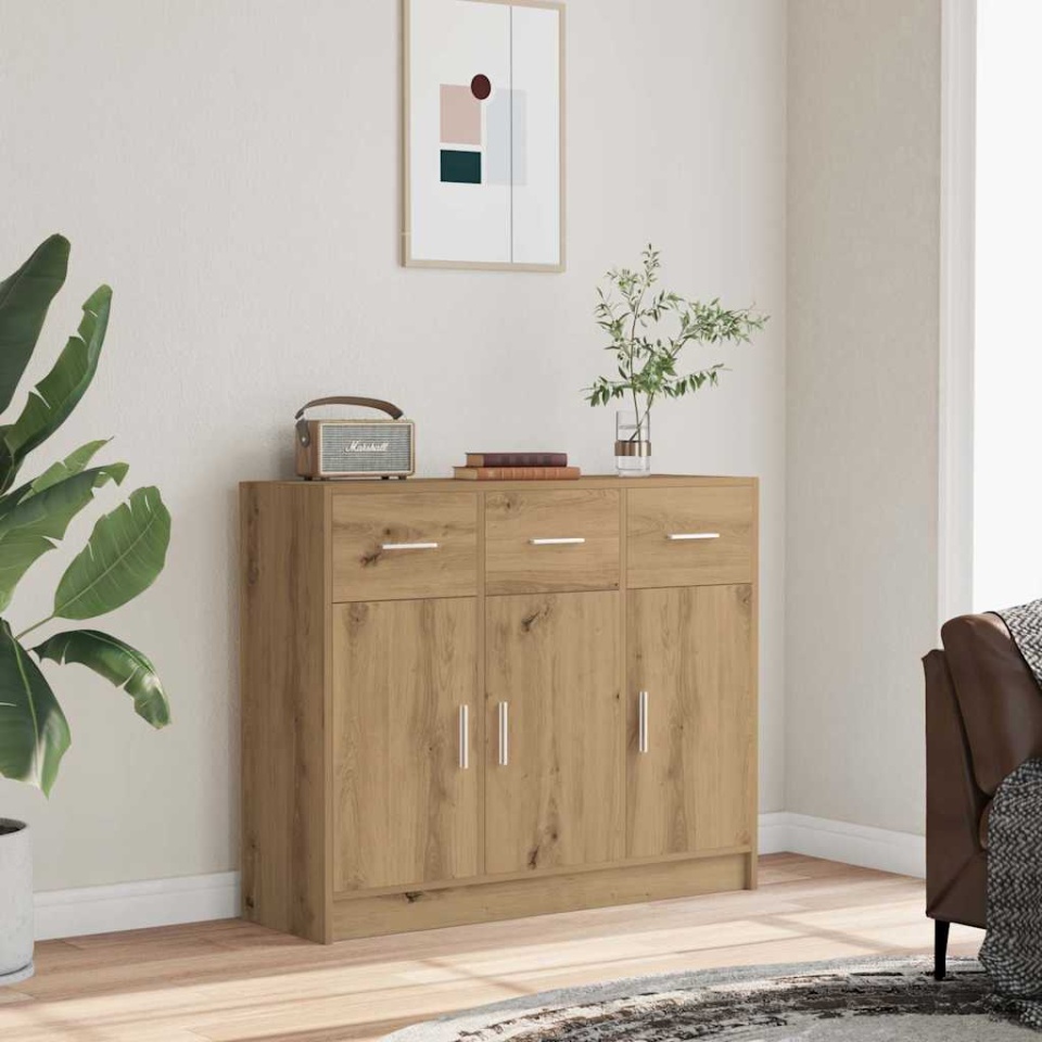 Dulap, stejar artizanal, 91x28x75 cm, lemn prelucrat - 2 | YEO