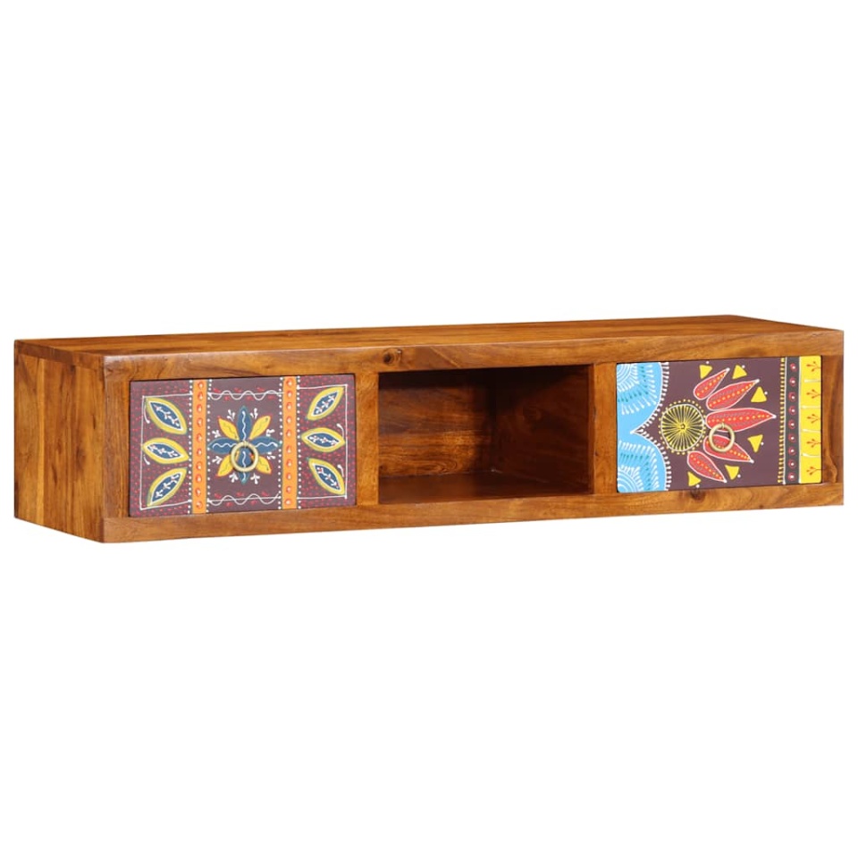 Dulap TV de perete multicolor 100x30x22 lemn masiv de salcam - 2 | YEO
