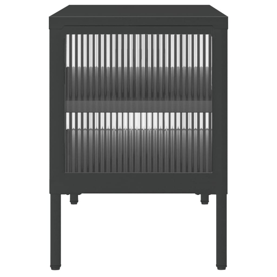Dulap TV, negru, 105x35x50 cm, sticlă și oțel - 4 | YEO
