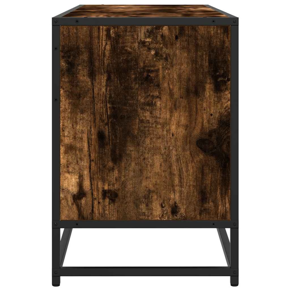 Dulap TV stejar fumuriu, 150x35x41 cm lemn prelucrat și metal