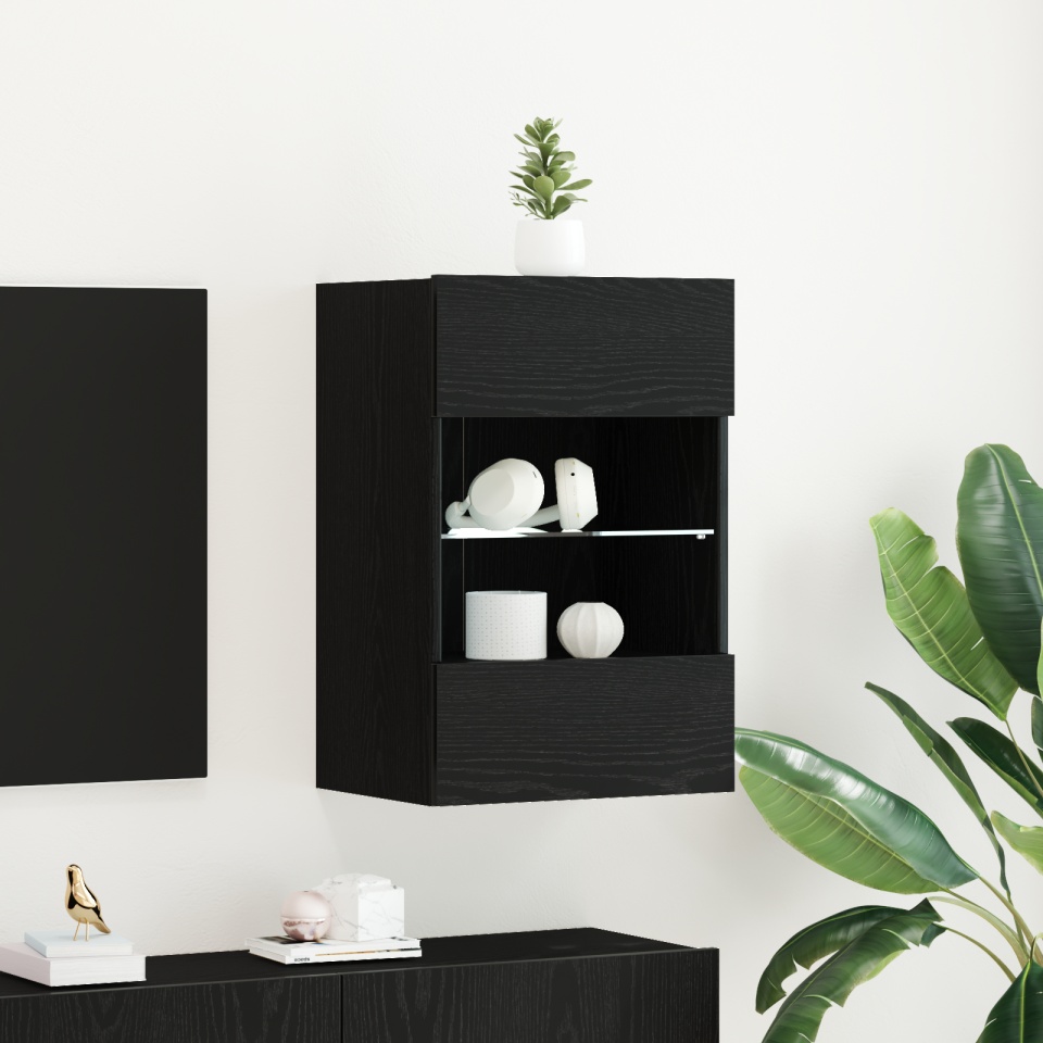 Dulapuri TV, 2 buc., stejar negru, 40x30x60,5 cm lemn prelucrat
