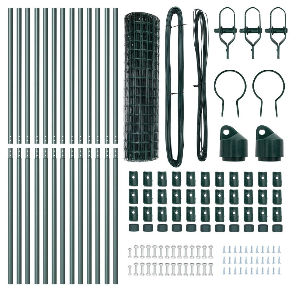 Euro Fence cu 13 Stâlpi 1.2x25 m Oțel Galvanizat Verde - 3 | YEO