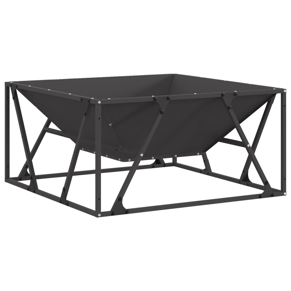Focar Patrat Negru 80x80x40 cm Oțel - 1 | YEO