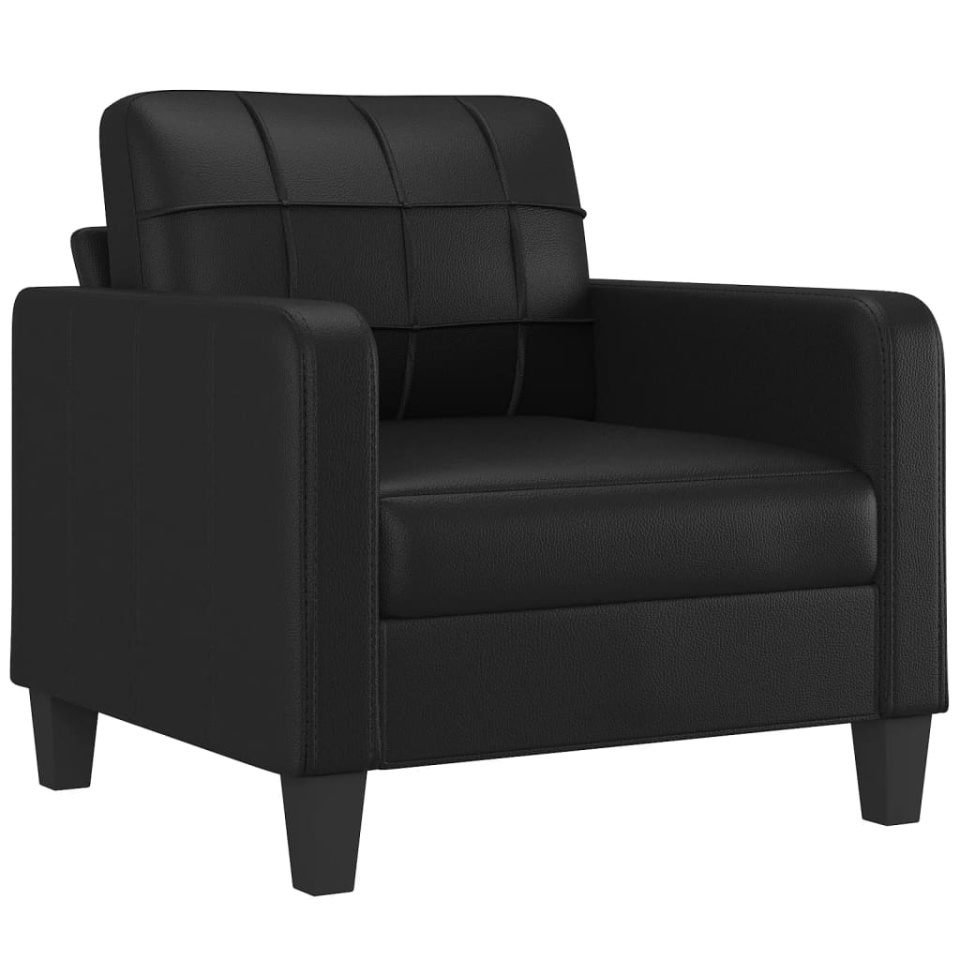 Fotoliu canapea cu taburet, negru, 60 cm, piele ecologică - 3 | YEO