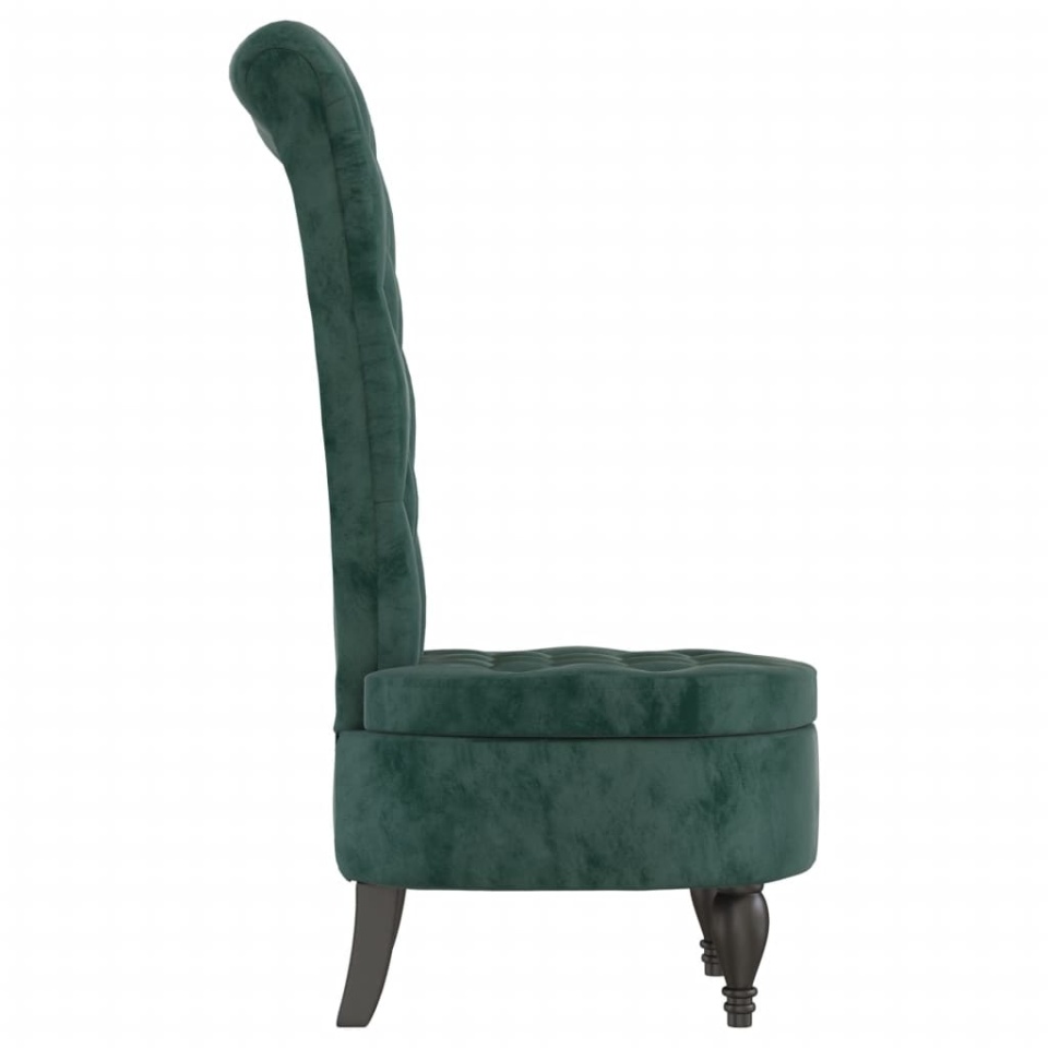 Fotoliu cu spătar înalt verde închis catifea design cu nasturi - 3 | YEO