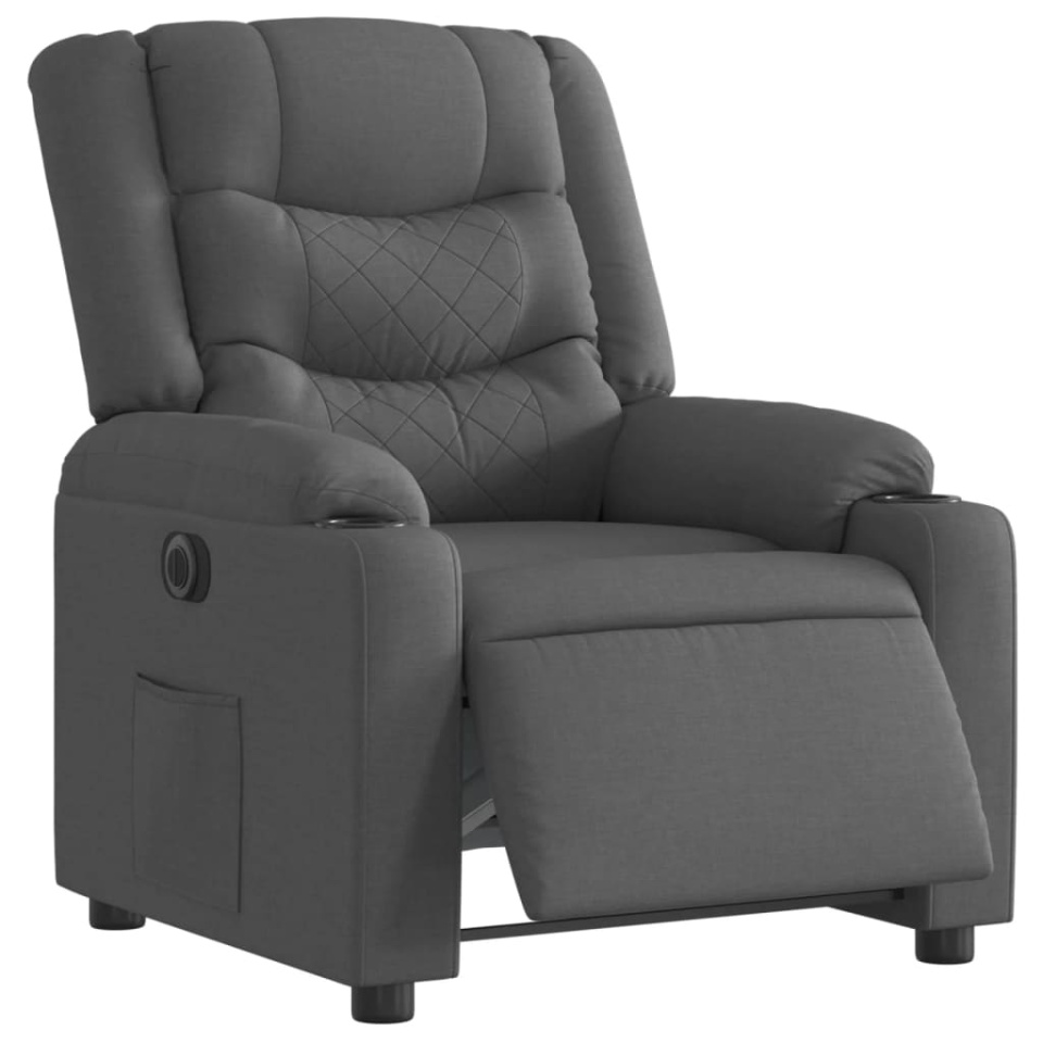 Fotoliu rabatabil electric, gri închis, material textil - 2 | YEO