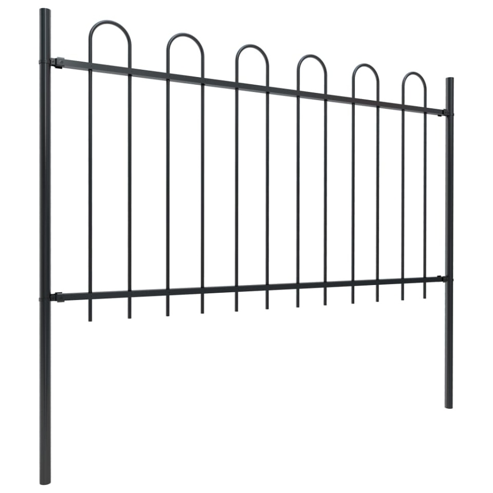 Gard de grădină cu vârf curbat, negru, 3,4 m, oțel - 1 | YEO