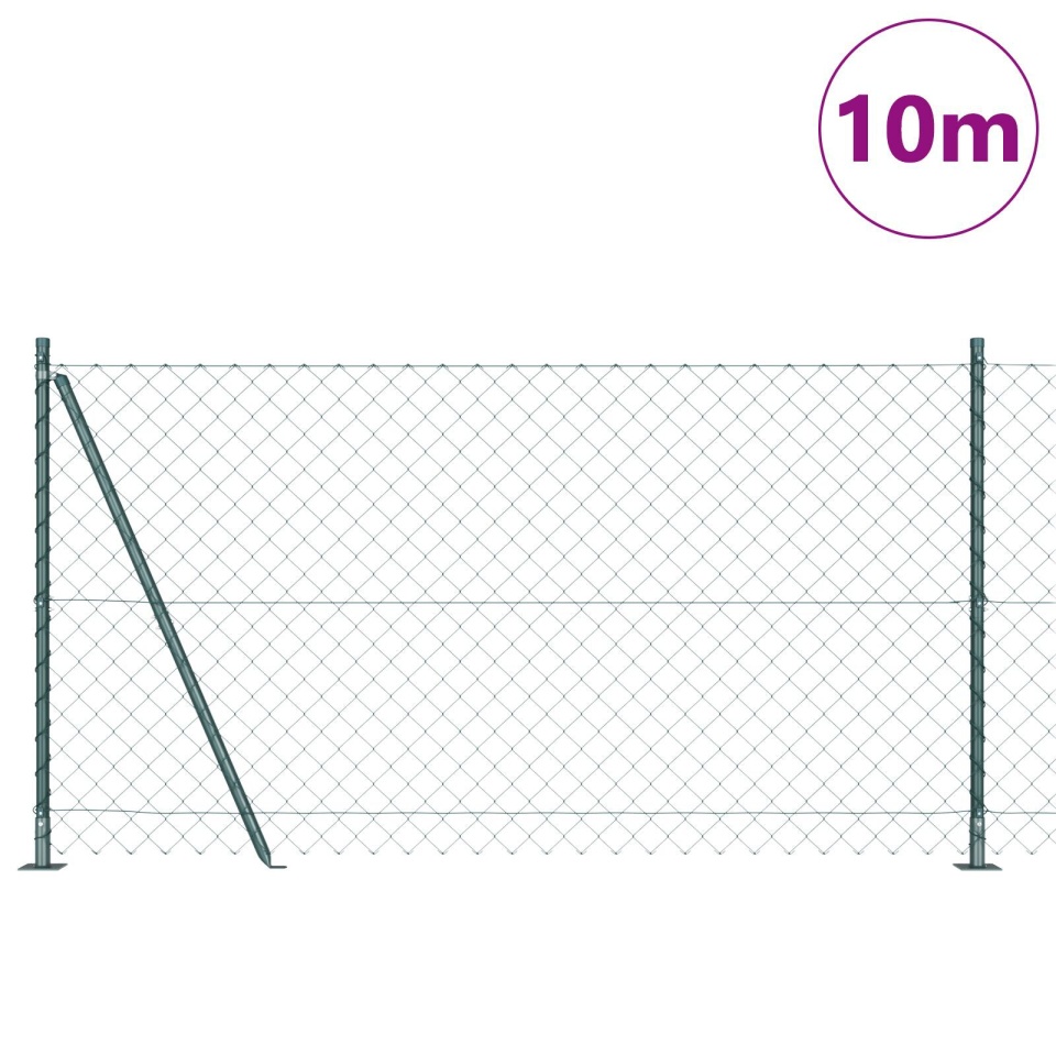 Gard de legătură cu lanț cu 7 stâlpi flanșați 1.2x10 m oțel galvanizat