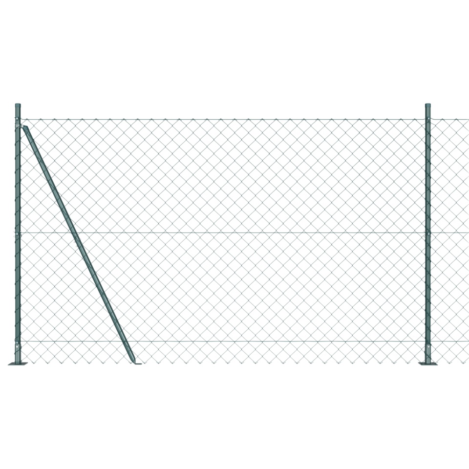 Gard de plasă cadena cu 13 stâlpi flansați 1.4x25 m Oțel galvanizat - 1 | YEO