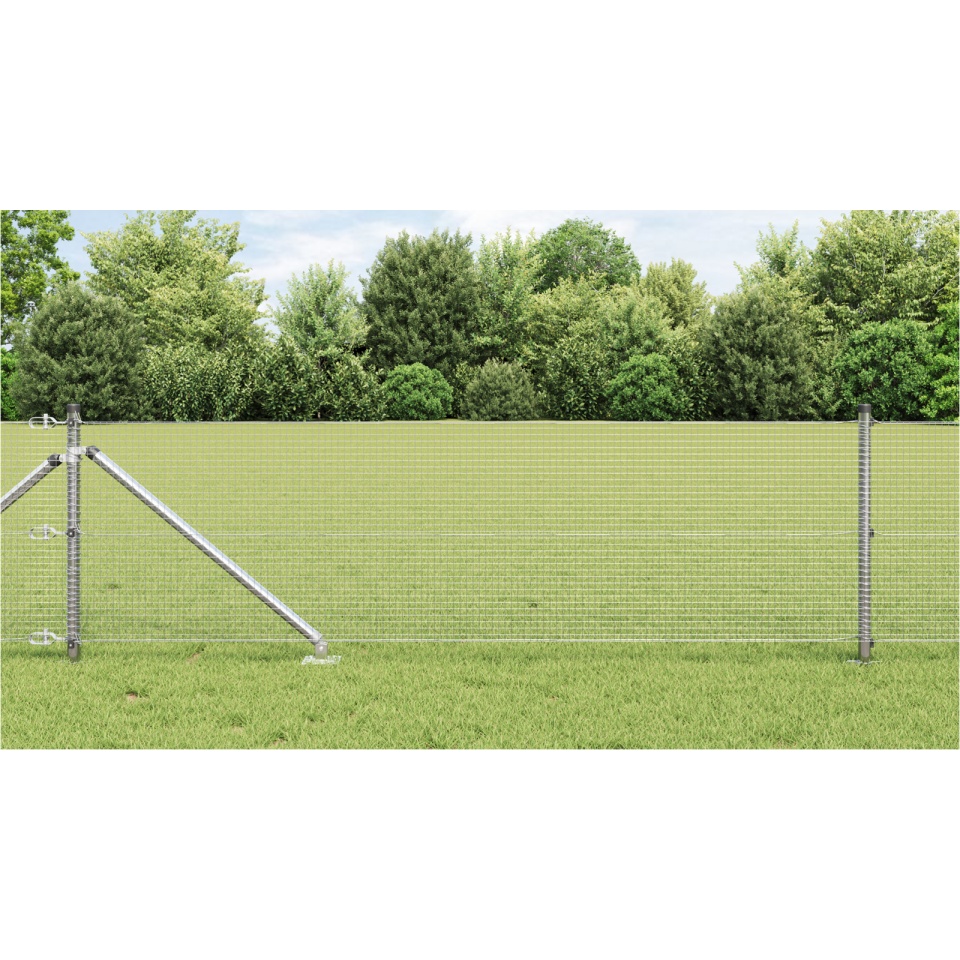 Gard de Sârmă Sudată cu 13 stâlpi de ancorare 0.8x50 m oțel galvanizat