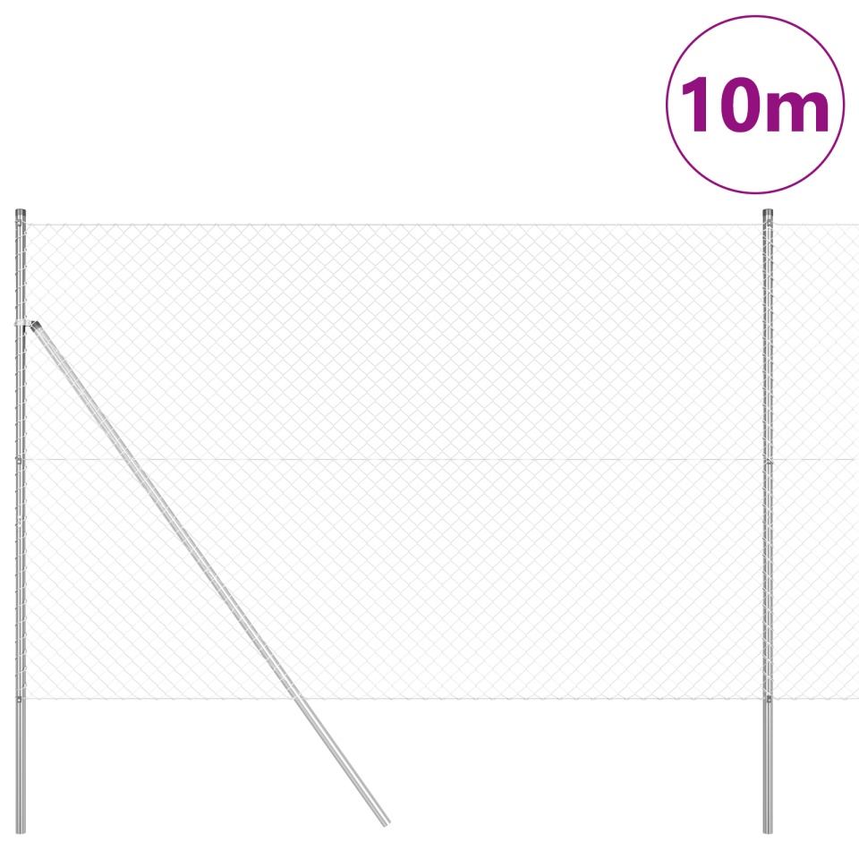 Gard din plasă de lanț cu 7 stâlpi 1.5x10 m din oțel galvanizat - 2 | YEO