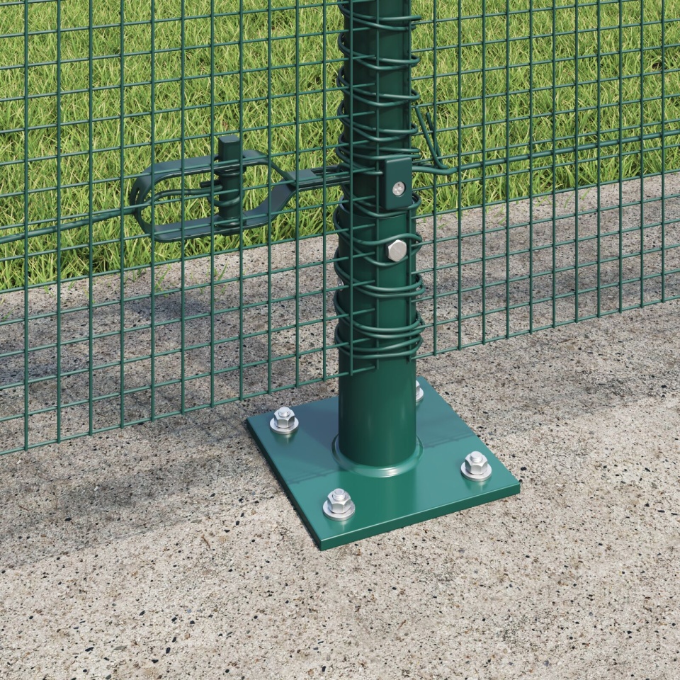 Gard din Sârmă Sudată cu 13 Stâlpi Flangați Verde 1.2x50 m Oțel - 3 | YEO