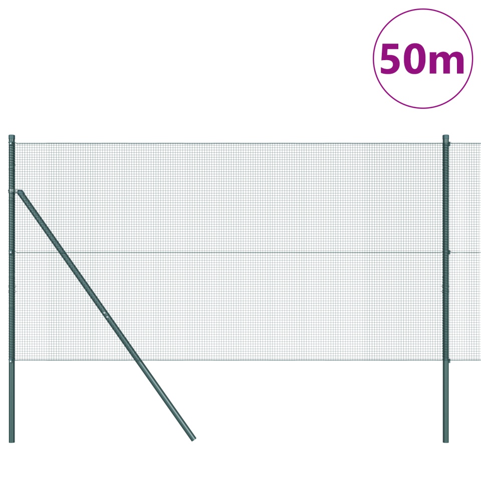 Gard din sârmă sudată cu 13 stâlpi Verde 1.2x50 m Oțel - 2 | YEO