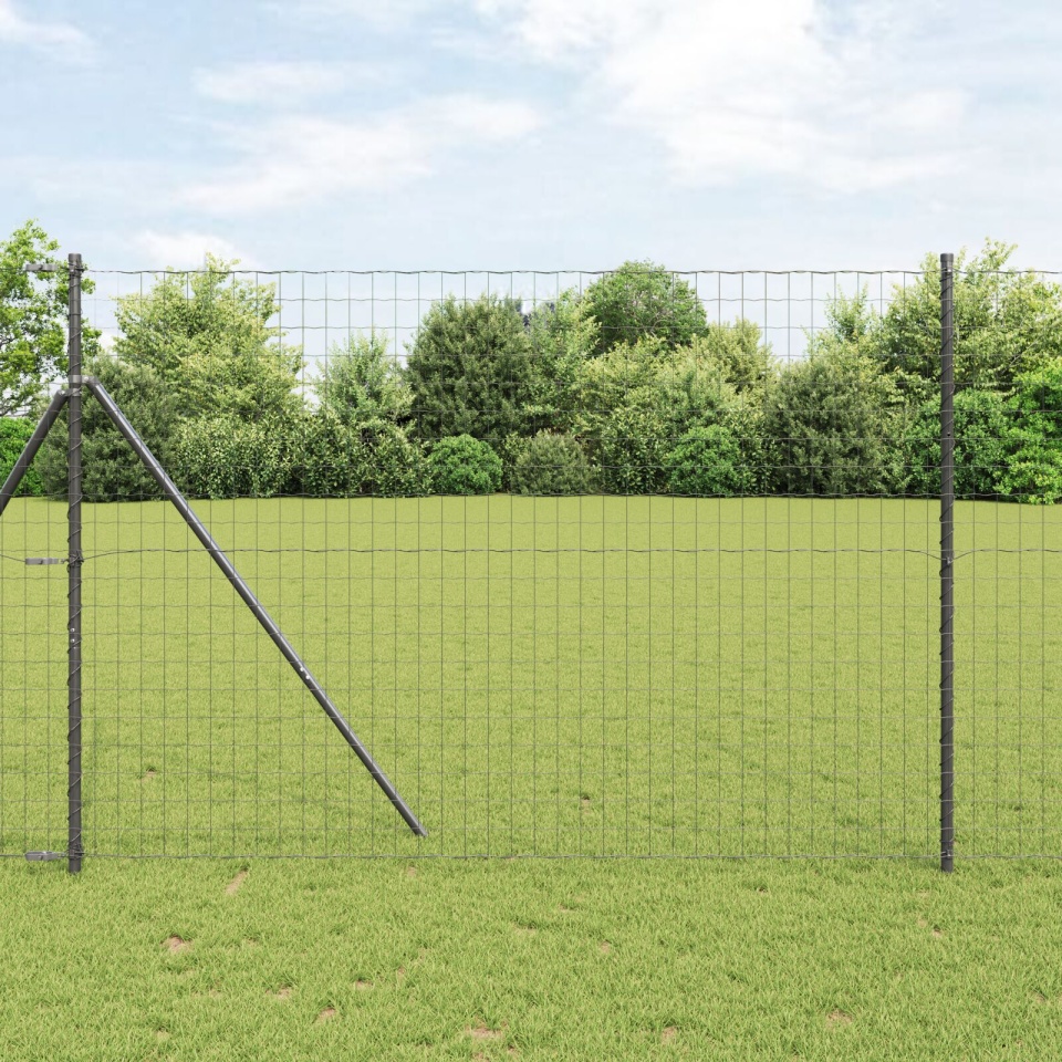 Gard Euro cu 7 Stâlpi 1.5x10 m Oțel Galvanizat Gri