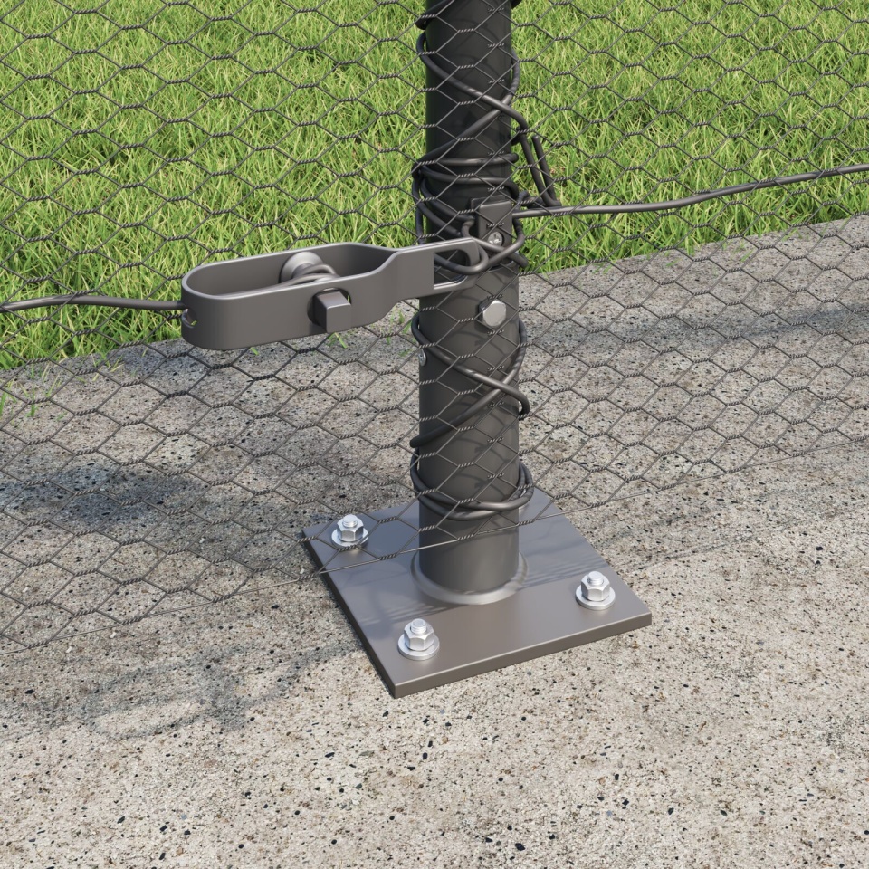 Gard Hexagonal Gri 1.4x25 m Oțel, Posturi de gard cu plăci de bază 13 buc Ø32mm 78.5cm Oțel galvanizat - 3 | YEO