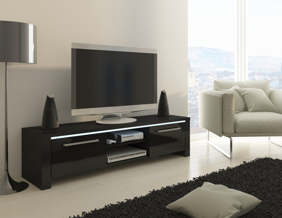 Helix (Tv Stand) Black Mat/Black High Gloss