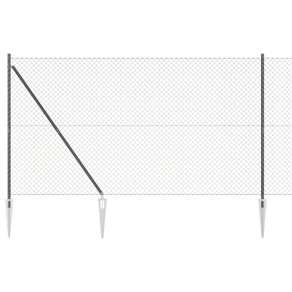 Împrejmuire cu lanț cu 7 posturi cu vârf 1.6x10 m Oțel galvanizat - 1 | YEO