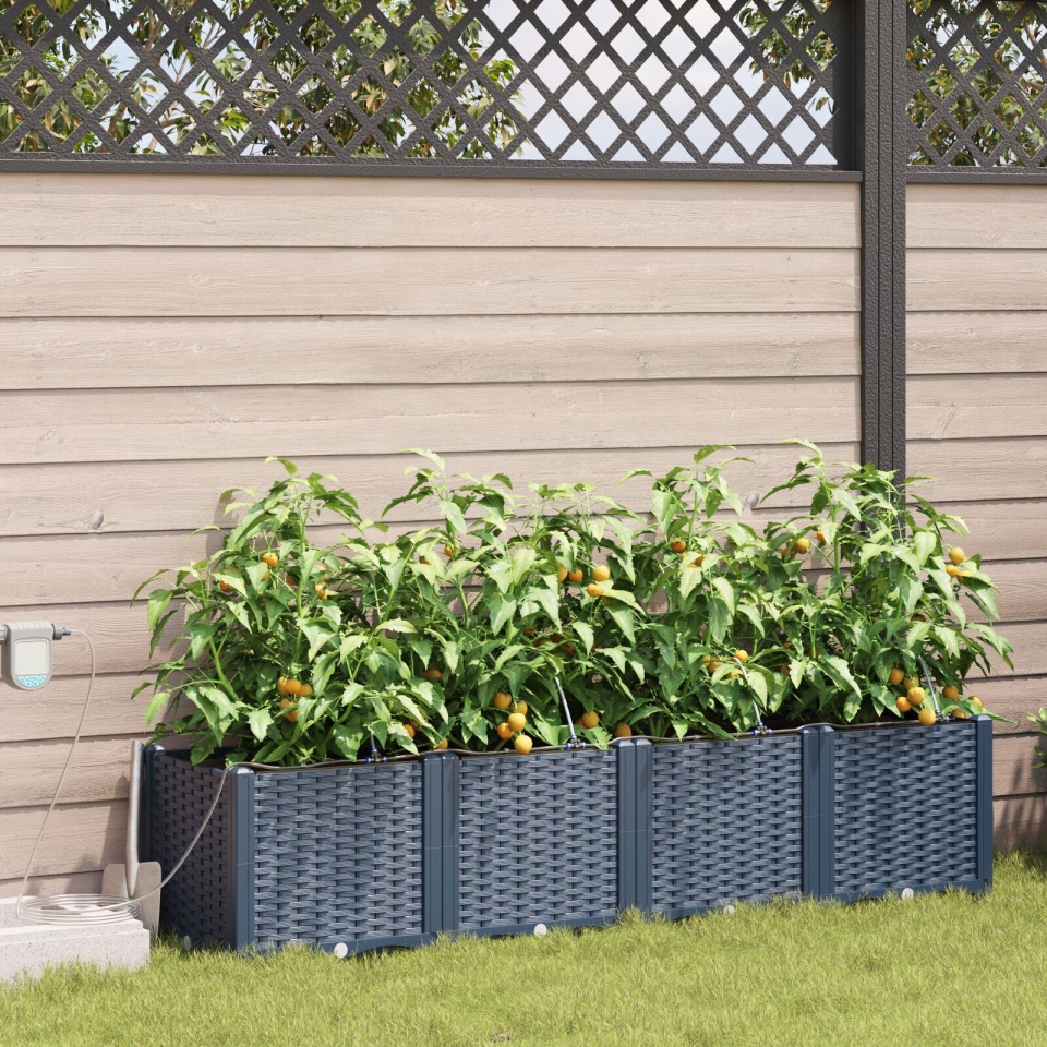Jardiniere cu sistem de irigare 4 buc Gri - 2 | YEO