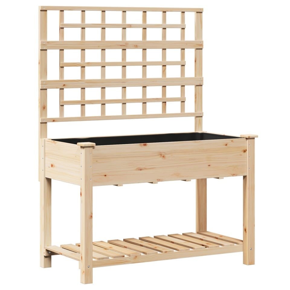 Jardiniere cu trellis și raft 115x59x152 cm Lemn solid de brad - 1 | YEO