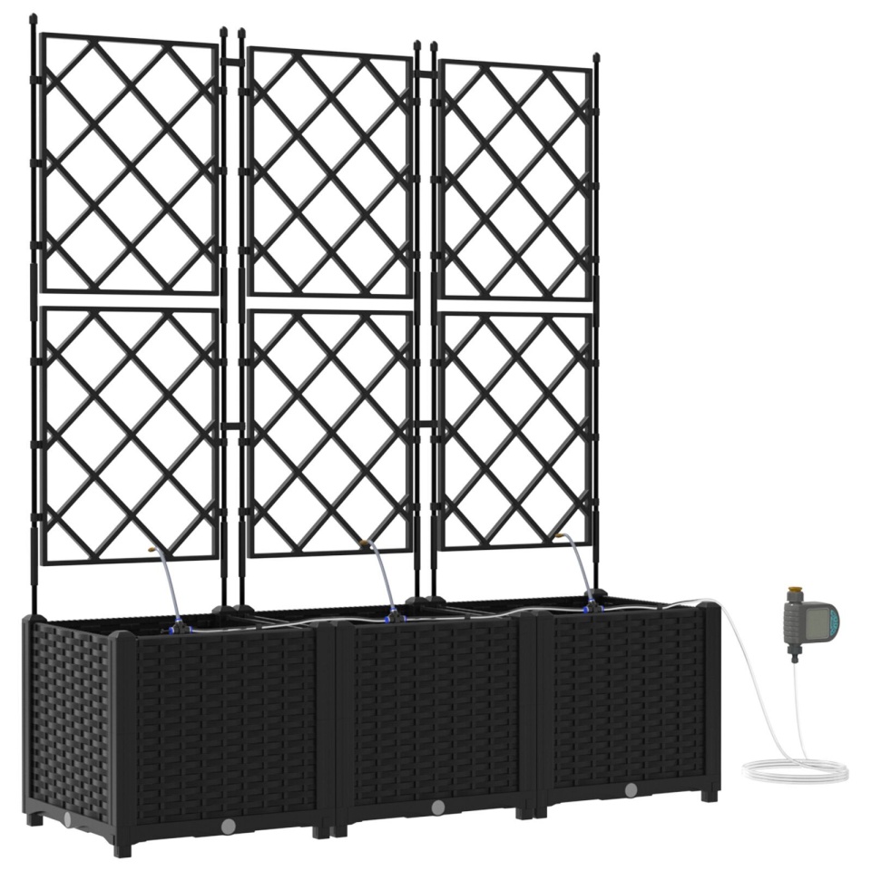 Jardiniere pentru grădină cu sistem de irigație 3 pcs Negru - 1 | YEO