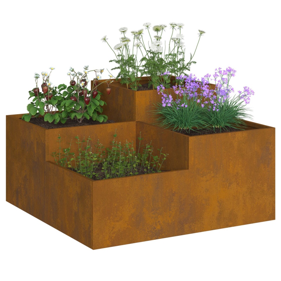 Jardiniță de grădină 80x80x48 cm Oțel rezistent la intemperii - 2 | YEO
