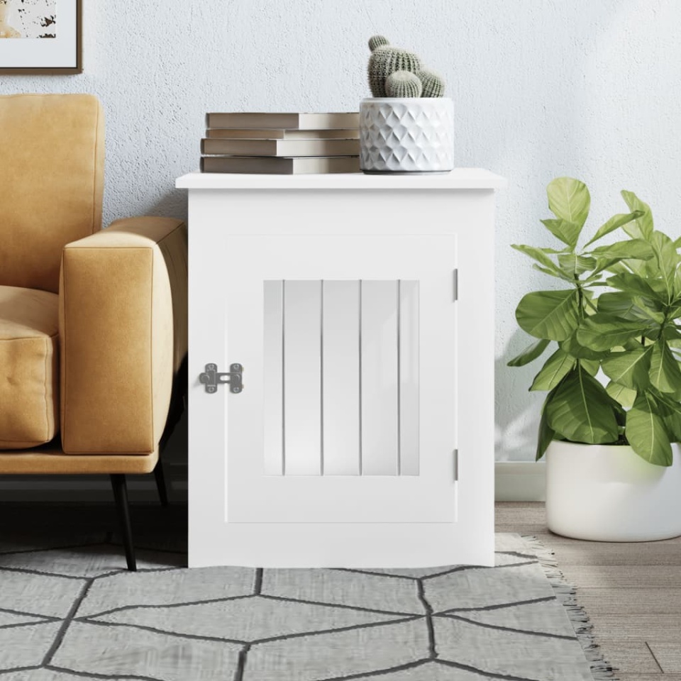 Ladă pentru câini, alb, 55x75x65 cm, lemn prelucrat - 2 | YEO