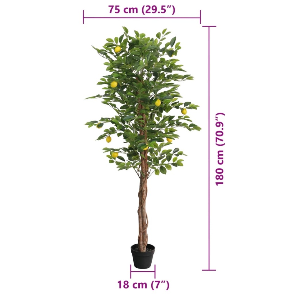 Lămâi artificial cu 3 trunchiuri, verde, 180 cm, PP