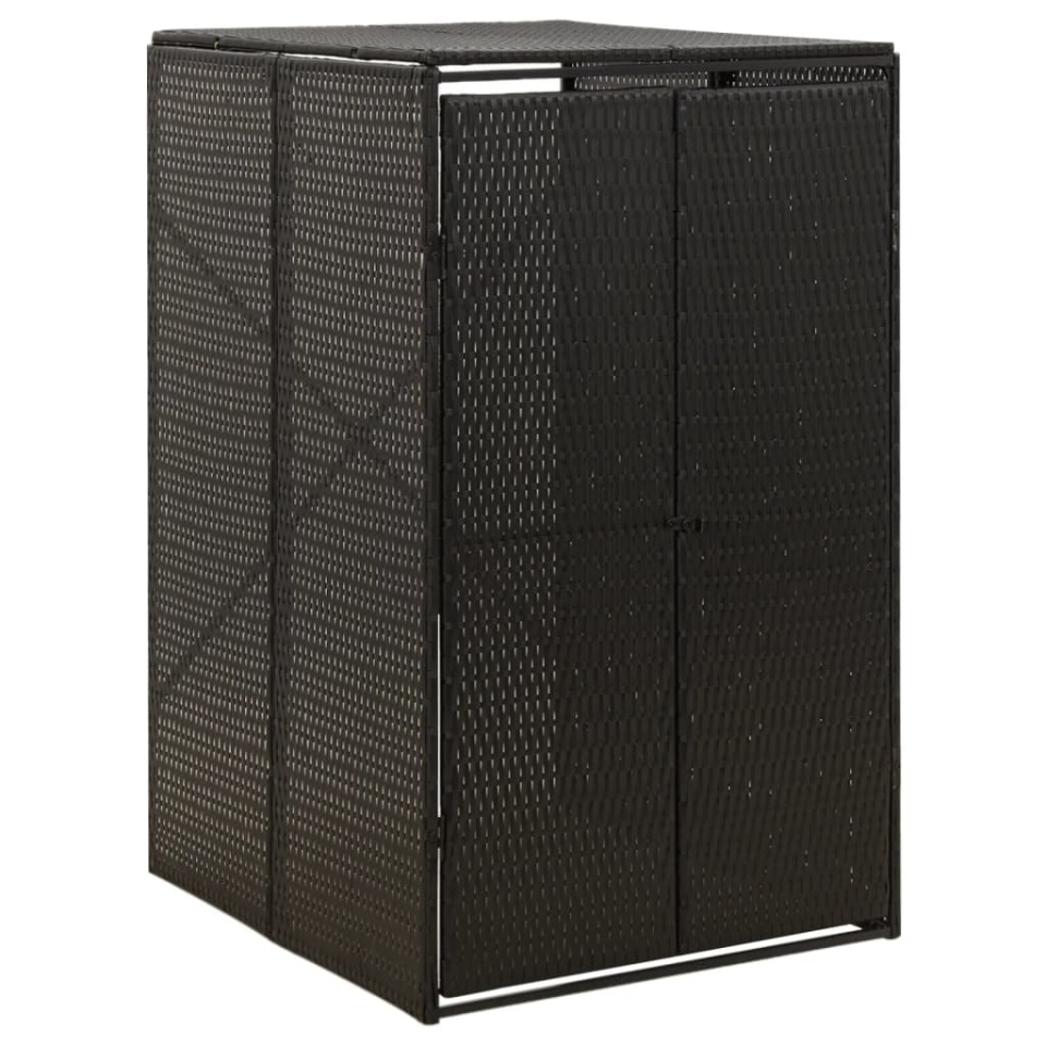 Magazie de pubelă cu roți, negru, 70x80x117 cm, poliratan