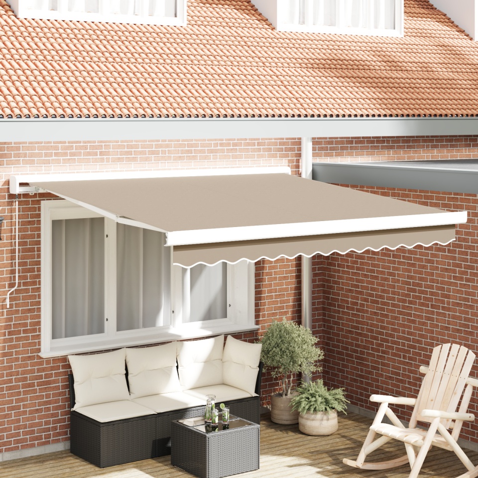 Marchiză Manuală Retractabilă Bej 350x250 cm, Fabrică de înlocuire pentru marchiză pentru cadru de 3.5x2.5 m Bej