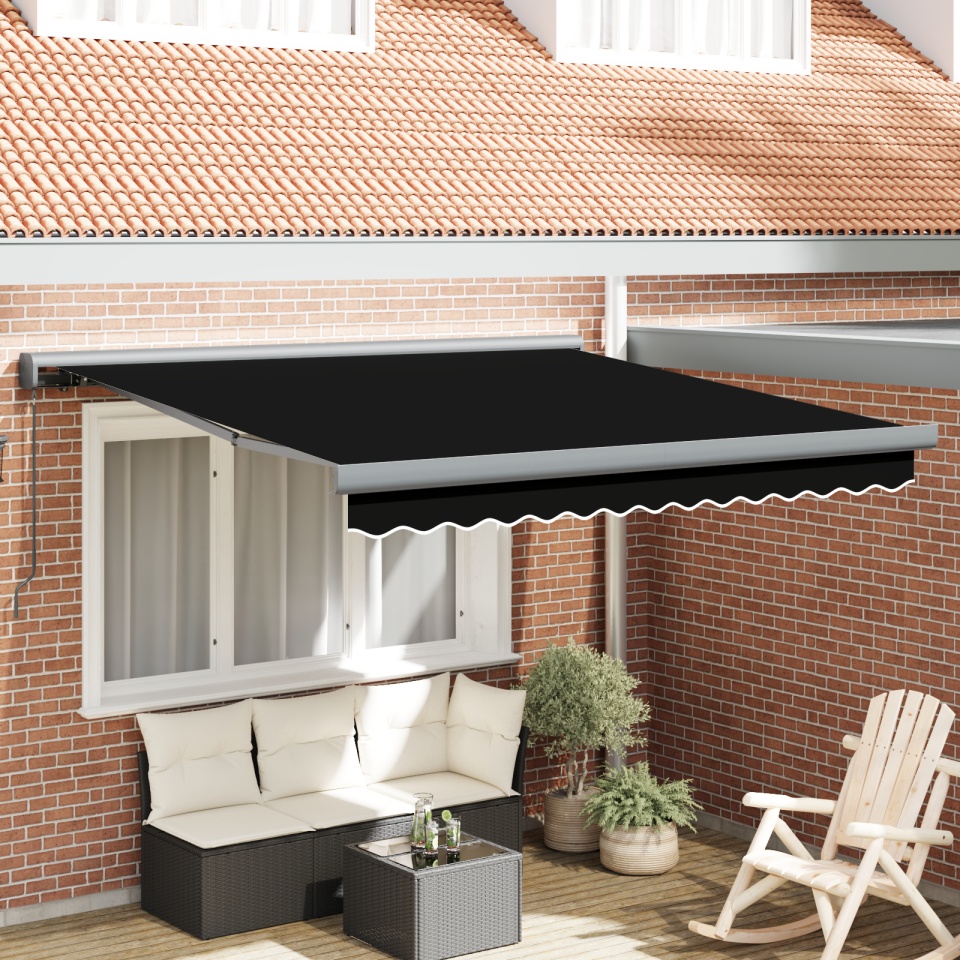 Marchiză manuală retractabilă neagră 350x250 cm, Material de înlocuire pentru marchiză 3,5x2,5 m cadru negru