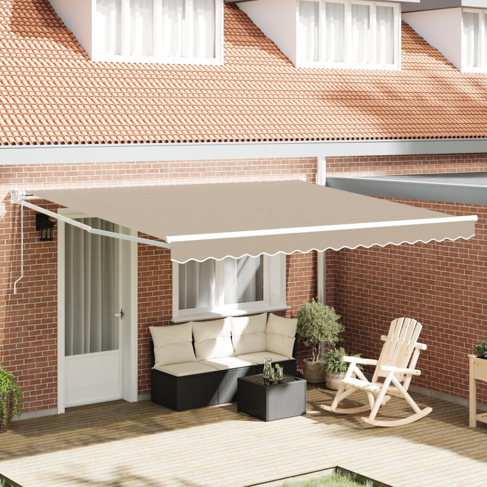 Marchiză retractabilă automată Bej 400x300 cm, Țesătură de schimb pentru marchiză pentru cadru de 4x3 m Bej