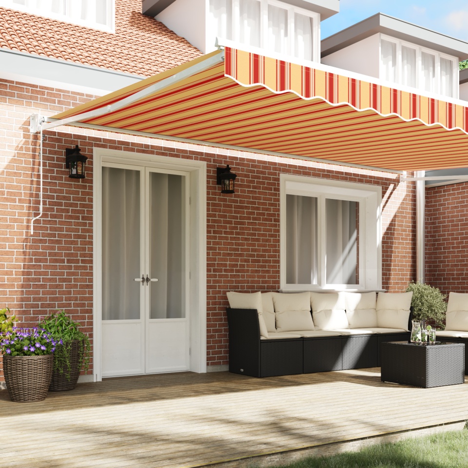 Marchiză retractabilă automată galbenă și portocalie 500x300 cm - 2 | YEO