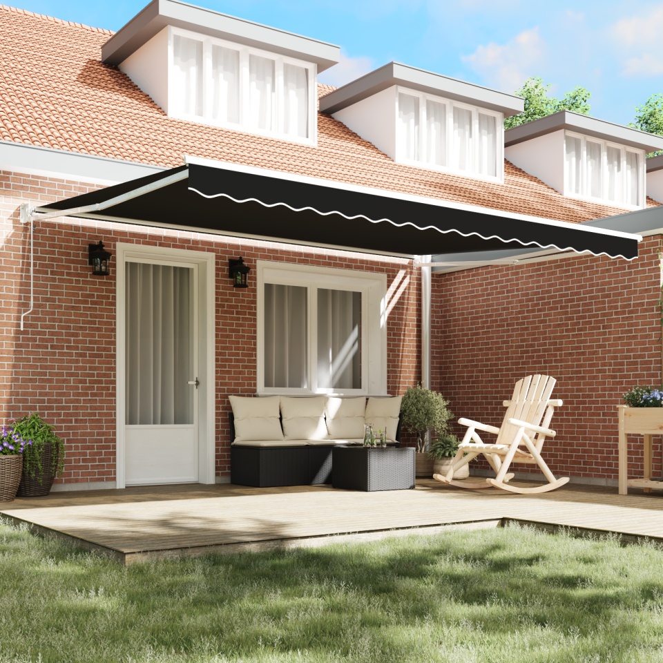 Marchiza retractabilă automată Negru 450x300 cm, Material de înlocuire pentru marchiză pentru cadru de 4,5x3 m Negru - 2 | YEO