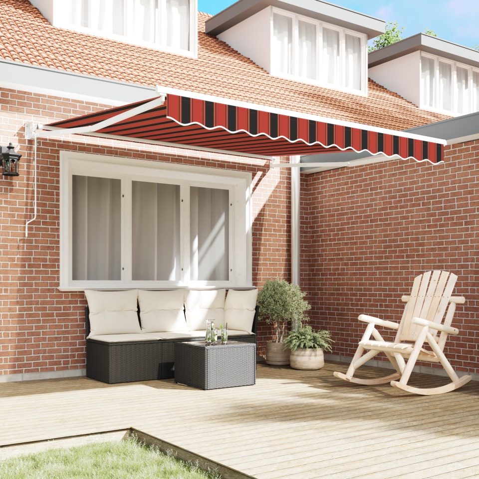 Marchiză retractabilă automată portocalie și maro 350x250 cm - 2 | YEO