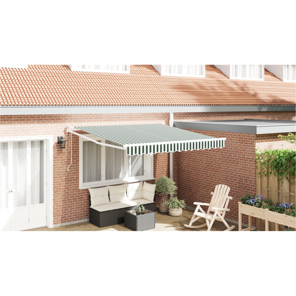 Marchiză retractabilă automată verde și albă 300x250 cm, Material de înlocuire pentru marchiză 3x2,5 m cadru verde și alb
