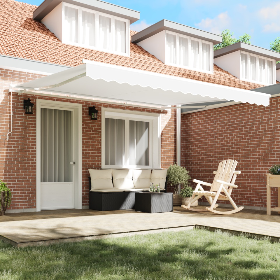 Marchiză retractabilă manuală Alb 400x300 cm, țesătură de schimb pentru marchiză 4x3 m Alb - 2 | YEO