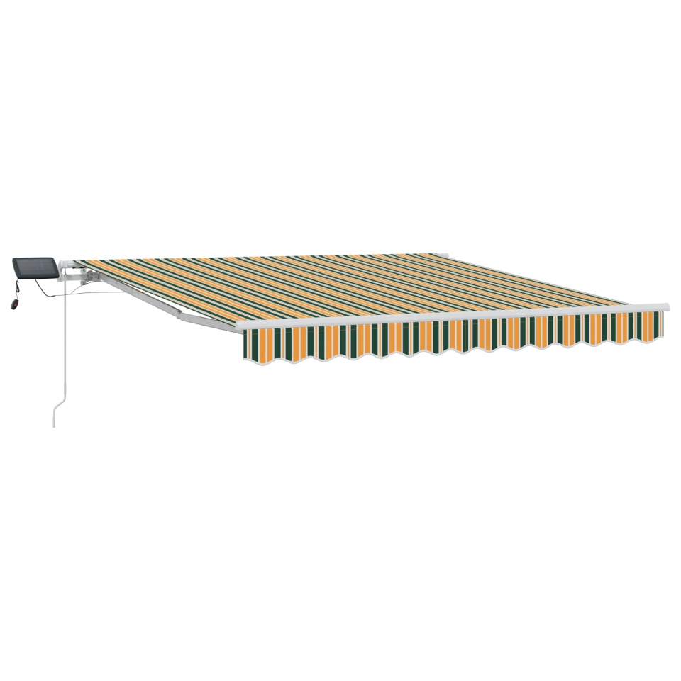 Marchiză retractabilă manuală cu LED Verde și Galben 300x250 cm, Marchiză pentru cadru de 3x2.5 m Verde și Galben - 1 | YEO