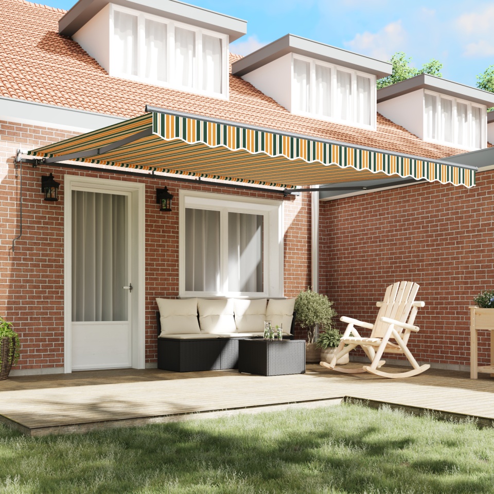 Marchiza retractabilă Verde și Galben 400x300 cm, Material de înlocuire pentru marchiză 4x3 m Verde și Galben - 2 | YEO