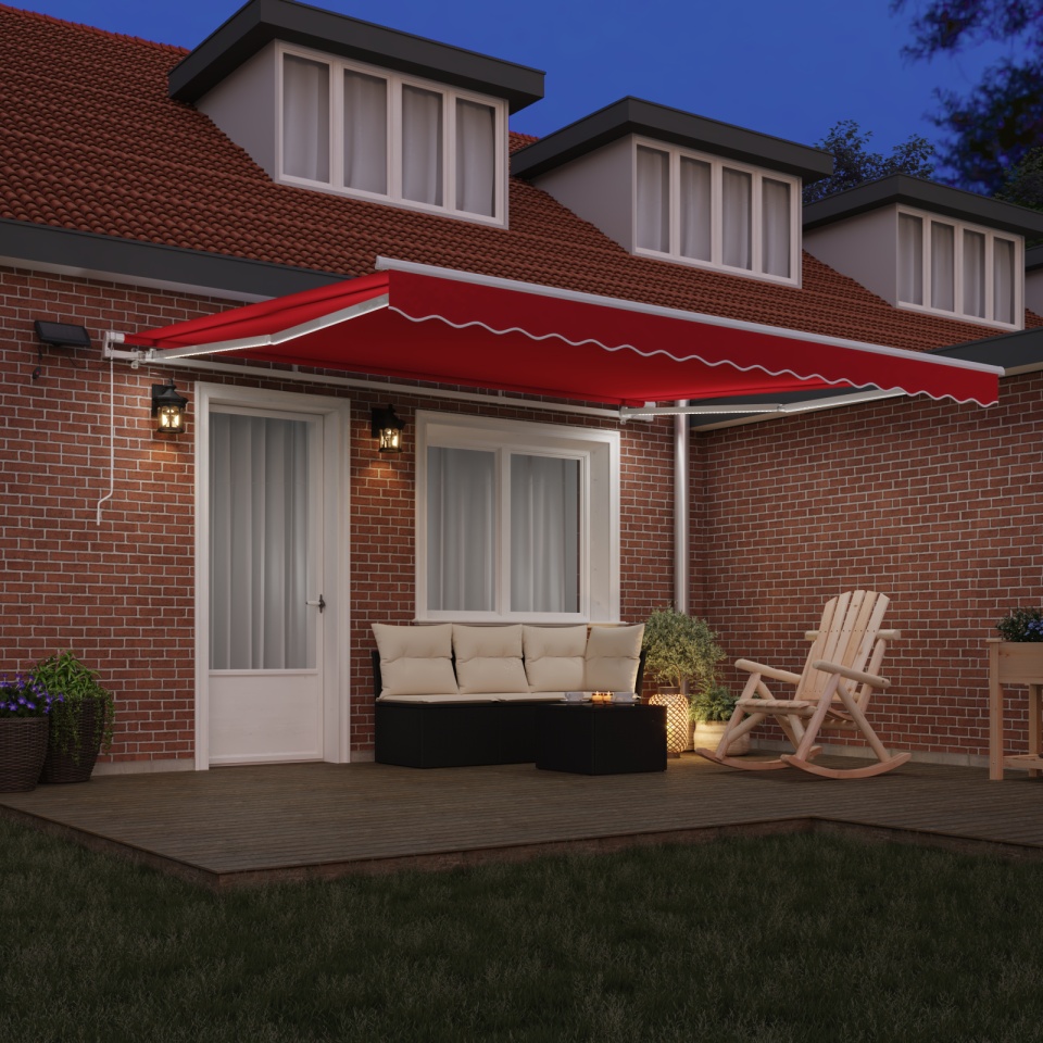 Marciză manuală retractabilă cu LED Roșie 400x300 cm, Țesătură de schimb pentru marciză 4x3 m Roșie - 2 | YEO