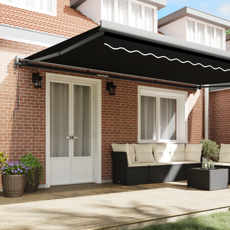 Marciză retractabilă automată neagră 500x300 cm, Material de înlocuire pentru marciză pentru cadru de 5x3 m negru - 2 | YEO