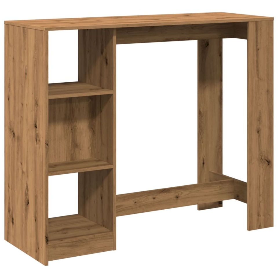 Masă bar cu raft stejar artizanal 124x46x103,5cm lemn prelucrat - 1 | YEO