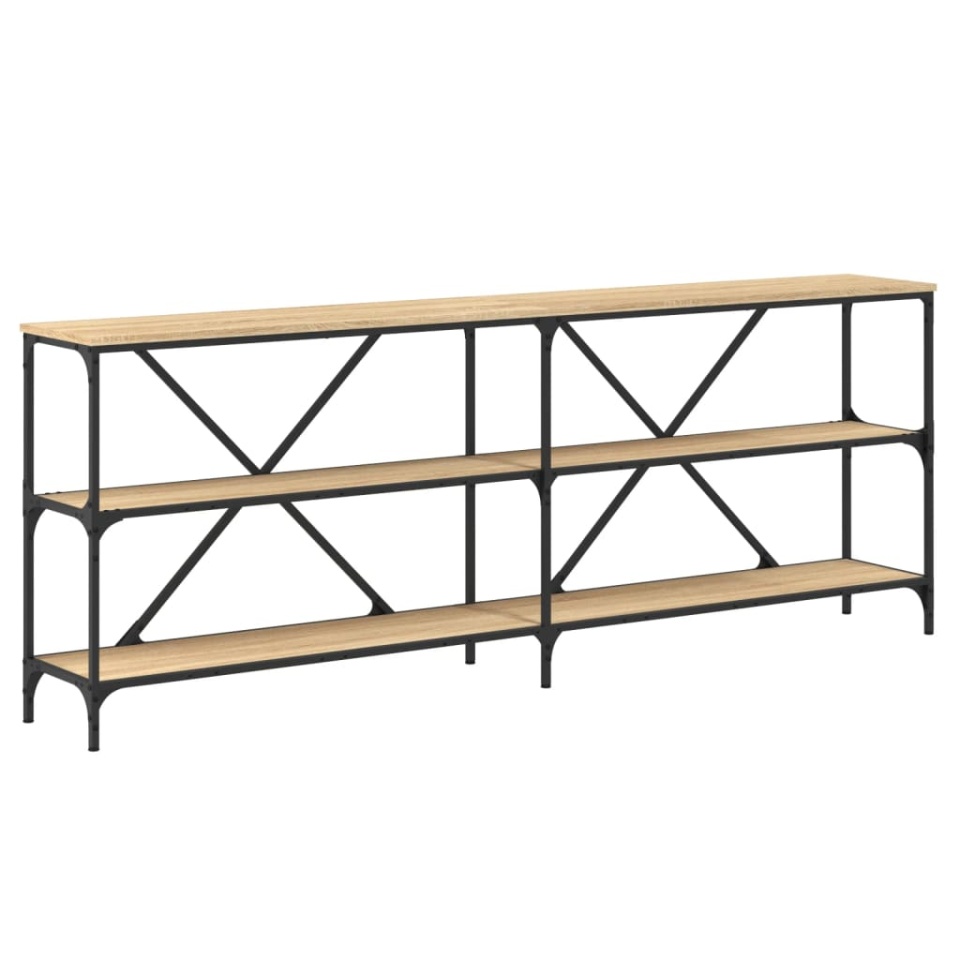 Masă consolă stejar sonoma 200x30x75 cm lemn prelucrat și fier - 1 | YEO