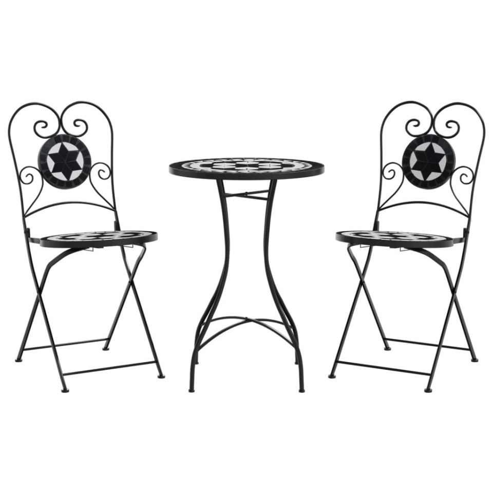Masă de bistro cu mozaic, negru și alb, fier și ceramică - 1 | YEO