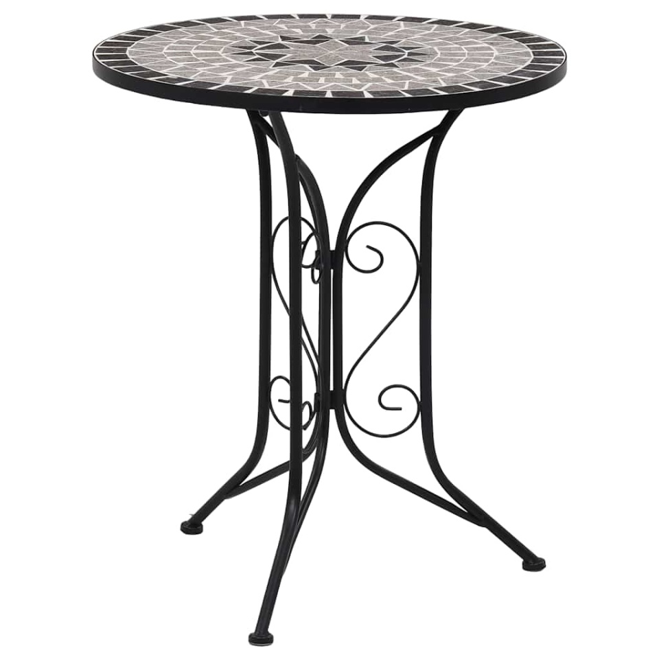 Masă de bistro mozaic, gri, 60 cm, ceramică