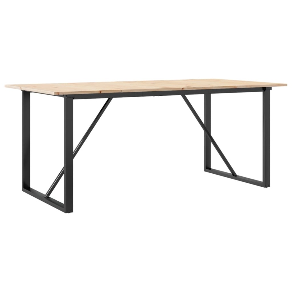 Masă de bucătărie, cadru O, 180x90x75cm lemn masiv pin și fontă - 1 | YEO