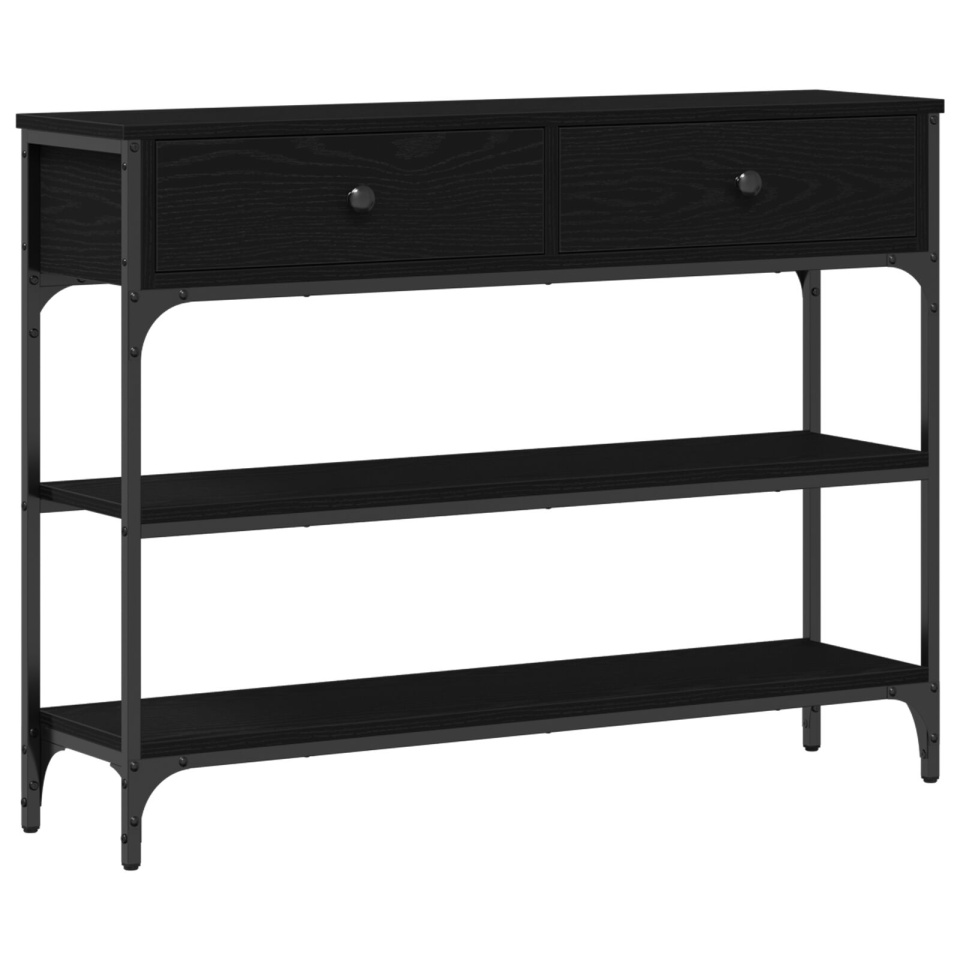 masa de consolă Negru Stejar 100x25x75 cm Lemn laminate și Oțel - 1 | YEO